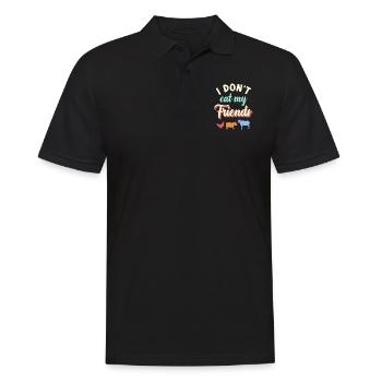 Freunde Kuh Huhn Schwein Design für Veganer - Männer Poloshirt - Schwarz - Vorne - Kai (181cm)