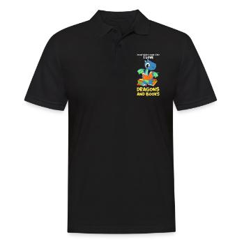 Drache Drache und Buch Drachenliebhaber Geschenk - Männer Poloshirt - Schwarz - Vorne - Kai (181cm)