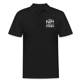 avec papy tout est permis / humour enfant - Polo Homme - noir - Devant - Kai (181cm)