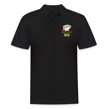 Puzzling and Tea Funny Hobby Jigsaw Puzzle - Men's Polo Shirt - black - Front - Kai (181cm)
