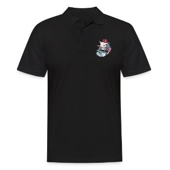 Koki der Axolotl - Männer Poloshirt - Schwarz - Vorne - Kai (181cm)