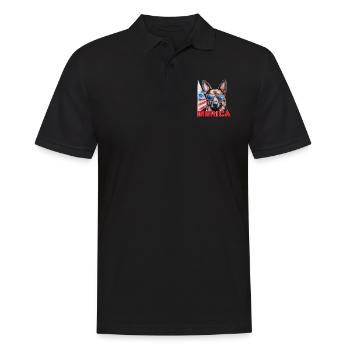 Independence Day 4th of July German Shepherd America - Men's Polo Shirt - black - Front - Kai (181cm)