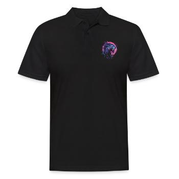 Synthwave Tiger - Männer Poloshirt - Schwarz - Vorne - Kai (181cm)