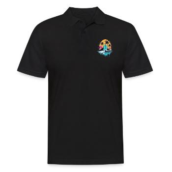 Surfing Beach Palm Tree Sunshine Holidays - Men's Polo Shirt - black - Front - Kai (181cm)