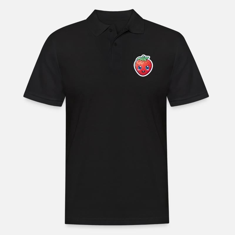 Erdbeere Anime - Männer Poloshirt - Schwarz