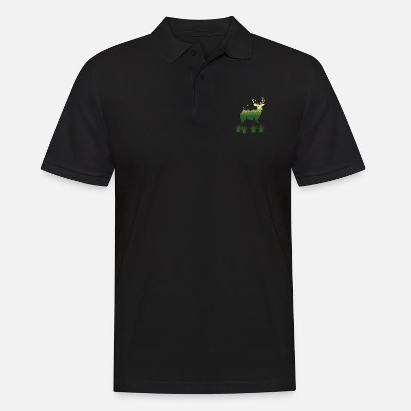 Hirsche der Natur - Männer Poloshirt - Schwarz