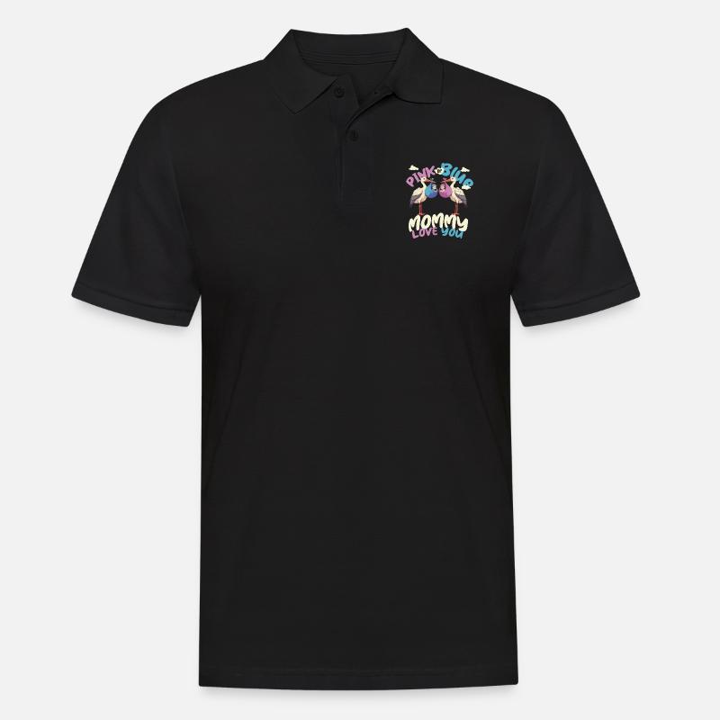 Rosa Storch - Männer Poloshirt - Schwarz