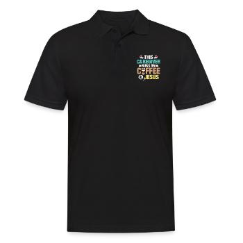 This Caregiver Runs On Coffee & Jesus Carer Caregi - Men's Polo Shirt - black - Front - Kai (181cm)