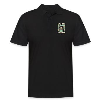 Katze und Kaffee ist alles was ich brauche - Männer Poloshirt - Schwarz - Vorne - Kai (181cm)