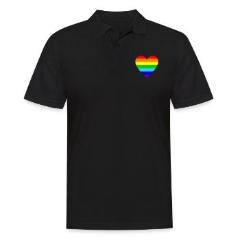 Herz Regenbogen Farben bunt - Männer Poloshirt - Schwarz - Vorne - Kai (181cm)