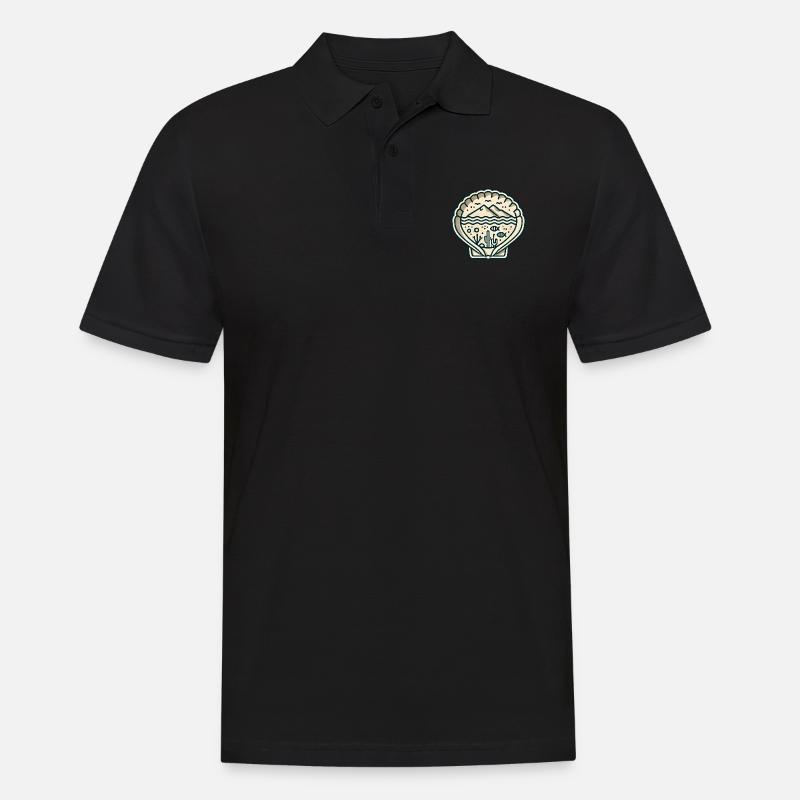 Muschel mit Meerblick - Männer Poloshirt - Schwarz