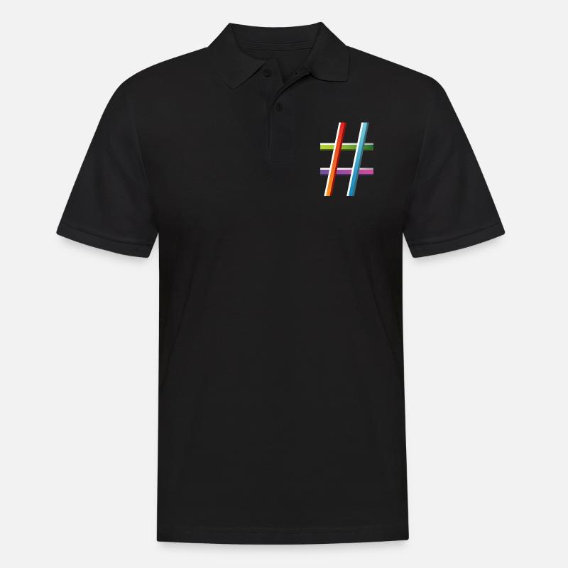 Hashtag coloré - Polo Homme - noir