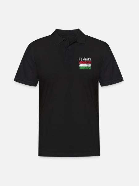 Hungary Flag Distressed - Hungarian Flag - Men's Polo Shirt - black