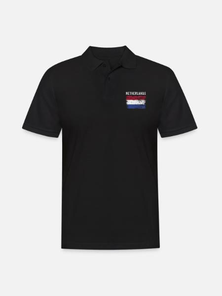 Netherlands Flag Distressed - Dutch Flag - Men's Polo Shirt - black