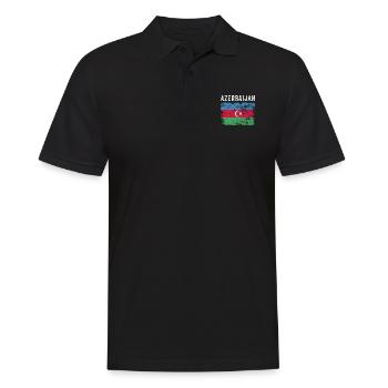 Aserbaidschan Flagge Distressed - Aserbaidschanische Flagge - Männer Poloshirt - Schwarz - Vorne - Kai (181cm)