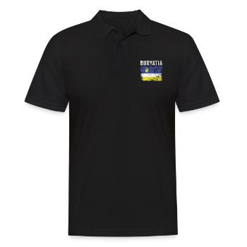 Drapeau bouriatie en détresse - Drapeau bouriate - Polo Homme - noir - Devant - Kai (181cm)