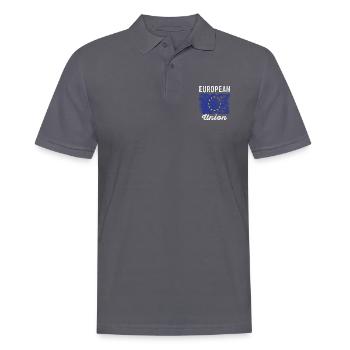 European Union Flag Distressed - Men's Polo Shirt - charcoal grey - Front - Nico (186cm)