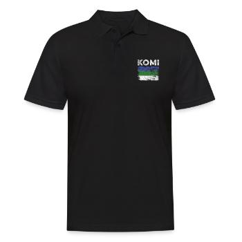 Drapeau Komi en détresse - Drapeau Komi - Polo Homme - noir - Devant - Kai (181cm)