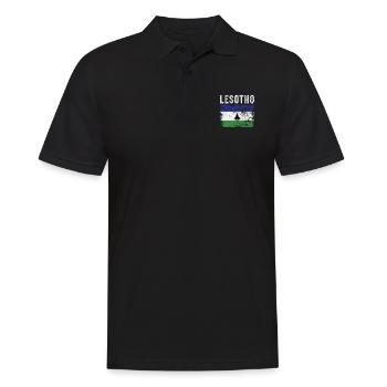 Lesotho Flag Distressed - Basotho Flag - Männer Poloshirt - Schwarz - Vorne - Kai (181cm)