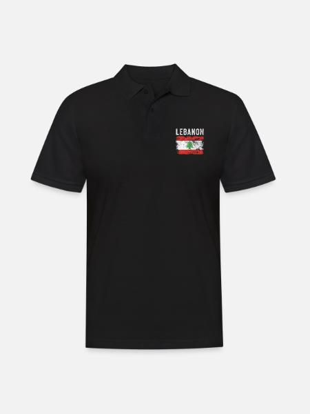 Libanon Flagge Distressed - Libanesische Flagge - Männer Poloshirt - Schwarz