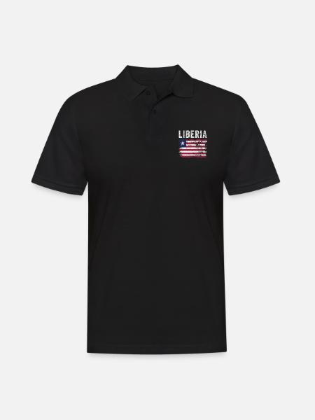 Liberia Flag Distressed - Liberian Flag - Men's Polo Shirt - black