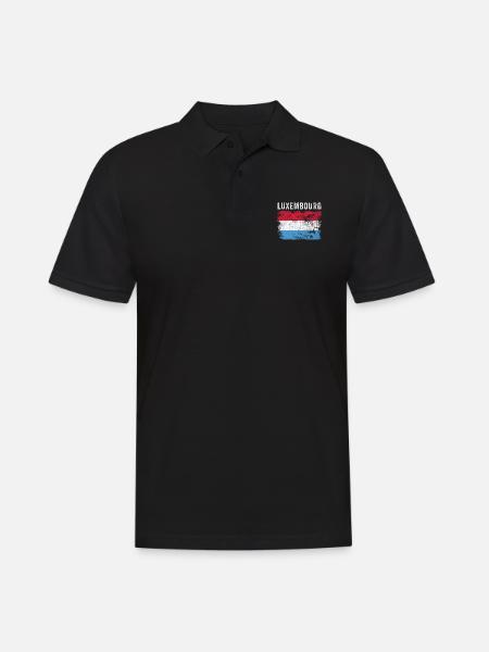 Luxembourg Flag Distressed - Men's Polo Shirt - black