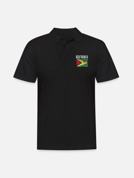 Guyana Flag Distressed - Drapeau guyanais - Polo Homme - noir