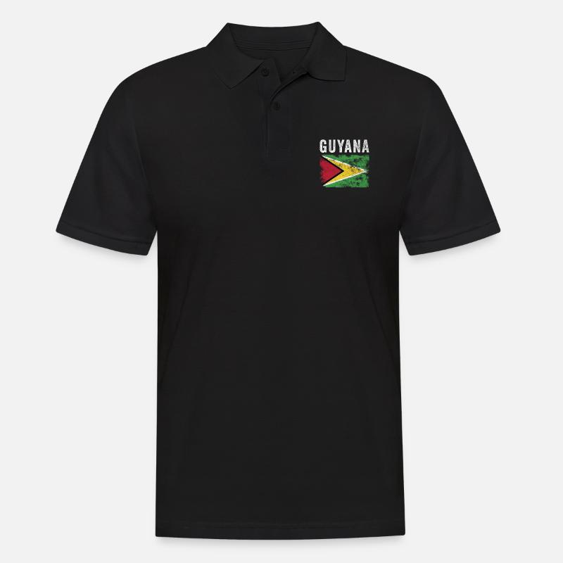 Guyana Flag Distressed - Drapeau guyanais - Polo Homme - noir
