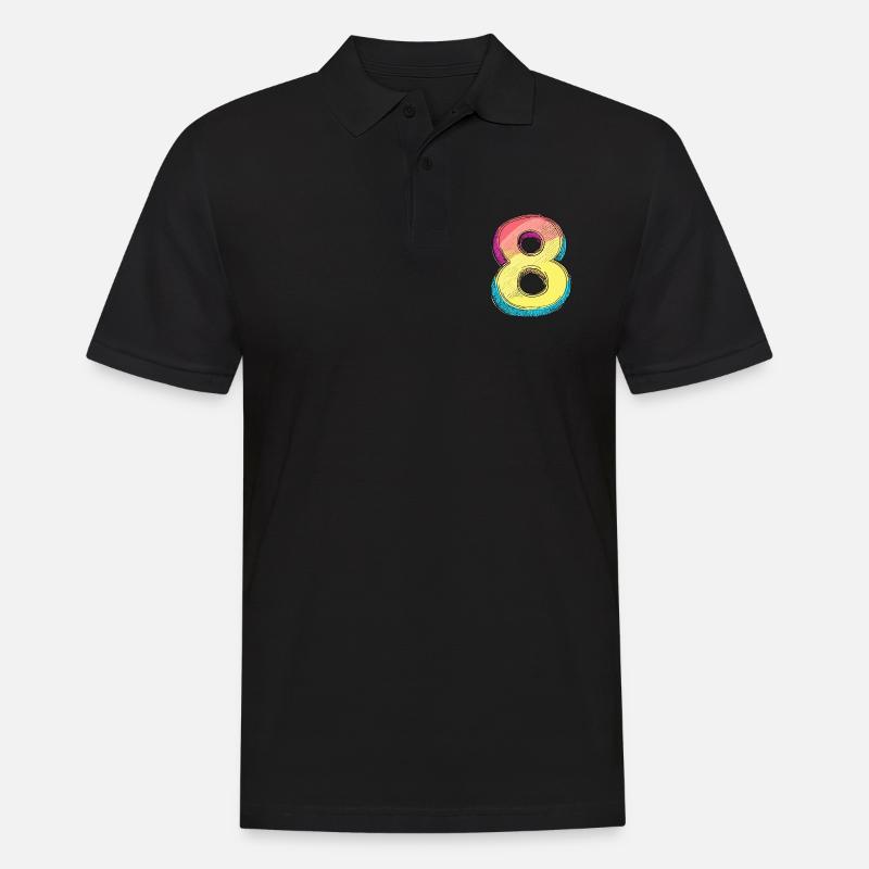 8 Zahl Comic - Männer Poloshirt - Schwarz