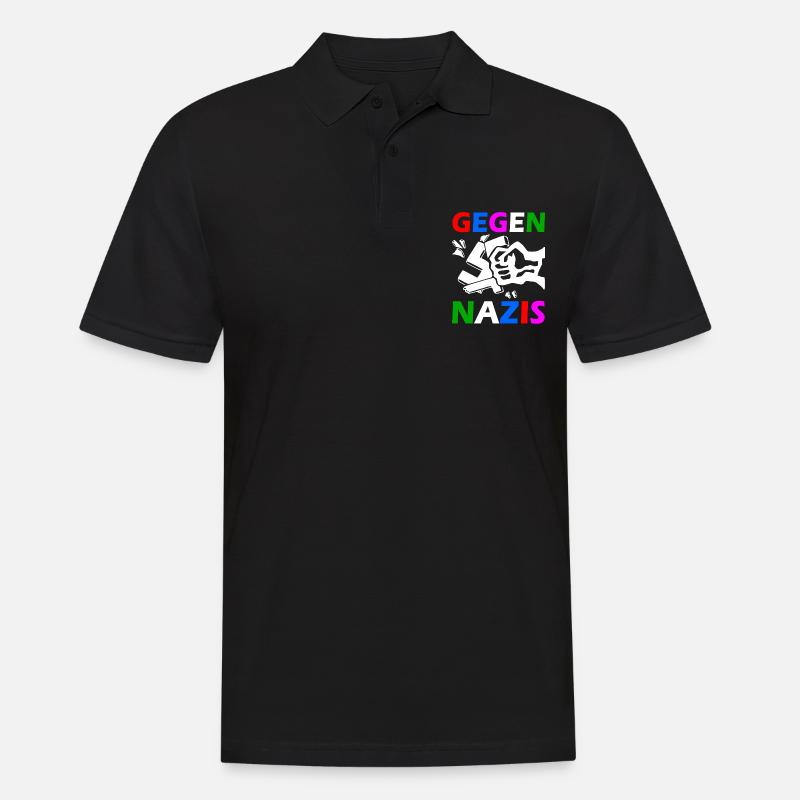 Gegen nazis faust - Männer Poloshirt - Schwarz