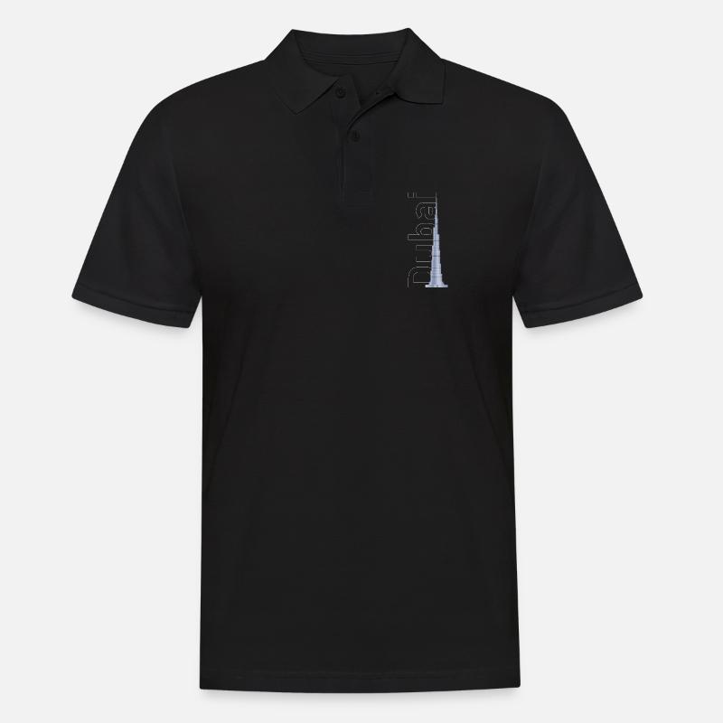 Dubai Skyline – Burj Khalifa - Männer Poloshirt - Schwarz