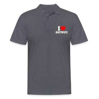 I love hotwife - Men's Polo Shirt - charcoal grey - Front - Nico (186cm)