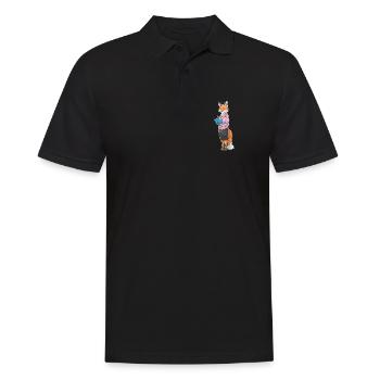 Fuchs Sekretärin Notizbuch Büro - Männer Poloshirt - Schwarz - Vorne - Kai (181cm)