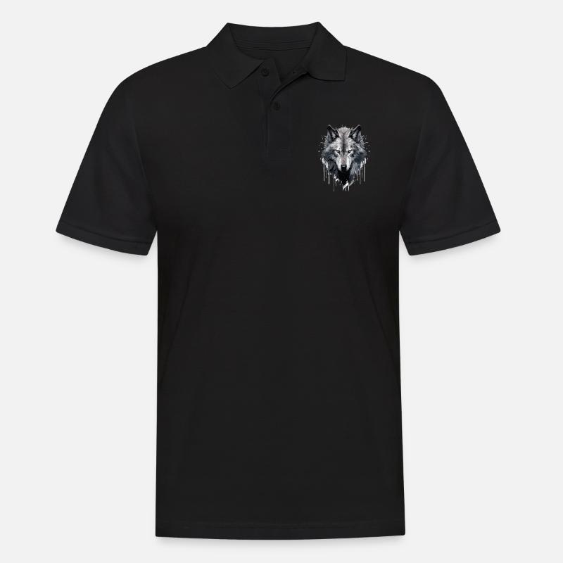 Wolf Wolfsgesicht - Männer Poloshirt - Schwarz