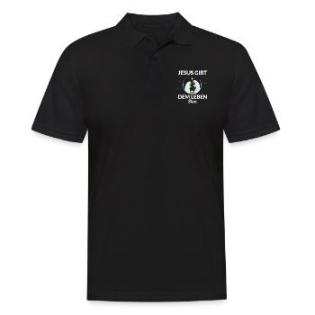 JESUS GIBT DEM LEBEN SINN - Männer Poloshirt - Schwarz - Vorne - Kai (181cm)