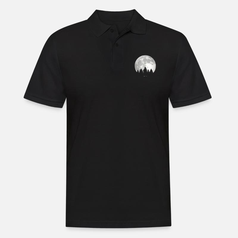 Mond Wald - Männer Poloshirt - Schwarz