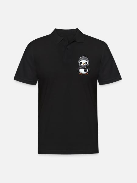 Penguin Winter Comic Cute - Men's Polo Shirt - black