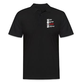 Eat Sleep Anime Repeat Manga Kanji Japon - Polo Homme - noir - Devant - Kai (181cm)