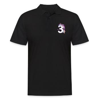 3 Jahre Einhorn 3. Geburtstag Kinder Mädchen - Männer Poloshirt - Schwarz - Vorne - Kai (181cm)