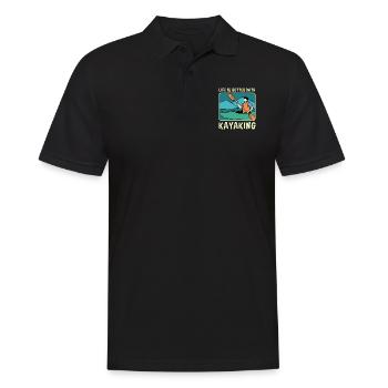 La vie avec le kayak, pagaie, sports nautiques, - Polo Homme - noir - Devant - Kai (181cm)