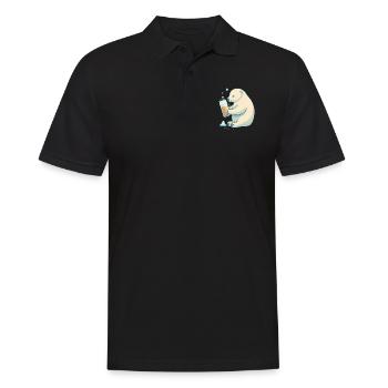 Eisbär genießt ein leckeres Bier - Männer Poloshirt - Schwarz - Vorne - Kai (181cm)