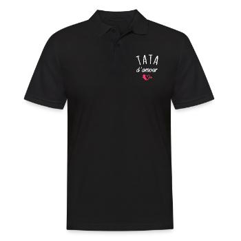 tata d amour / cadeau humour tata - Polo Homme - noir - Devant - Kai (181cm)