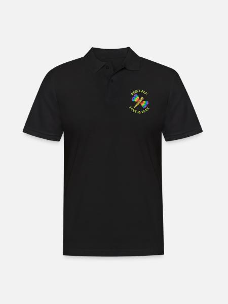 Keep Calm - Love is Love Regenbogen Libelle - Männer Poloshirt - Schwarz