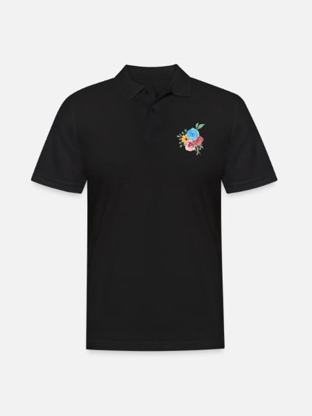 Einfache Aquarellblumen - Männer Poloshirt - Schwarz
