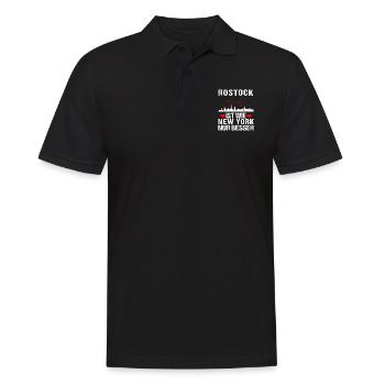 Rostock Ist Wie New York Nur Besser - Männer Poloshirt - Schwarz - Vorne - Kai (181cm)