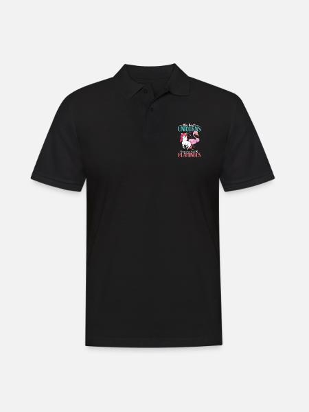 Flamingo Einhorn - Männer Poloshirt - Schwarz