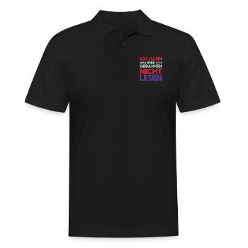 Ich Kann Ihre Gedanken Nicht Lesen - Männer Poloshirt - Schwarz - Vorne - Kai (181cm)