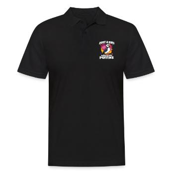 Puffin Bird Gift - Men's Polo Shirt - black - Front - Kai (181cm)