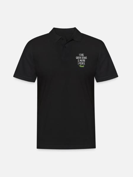 Grüne Bohnen - Männer Poloshirt - Schwarz