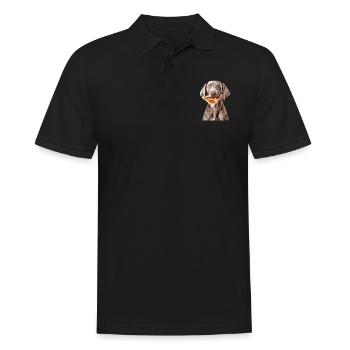 Weimaraner - Männer Poloshirt - Schwarz - Vorne - Kai (181cm)